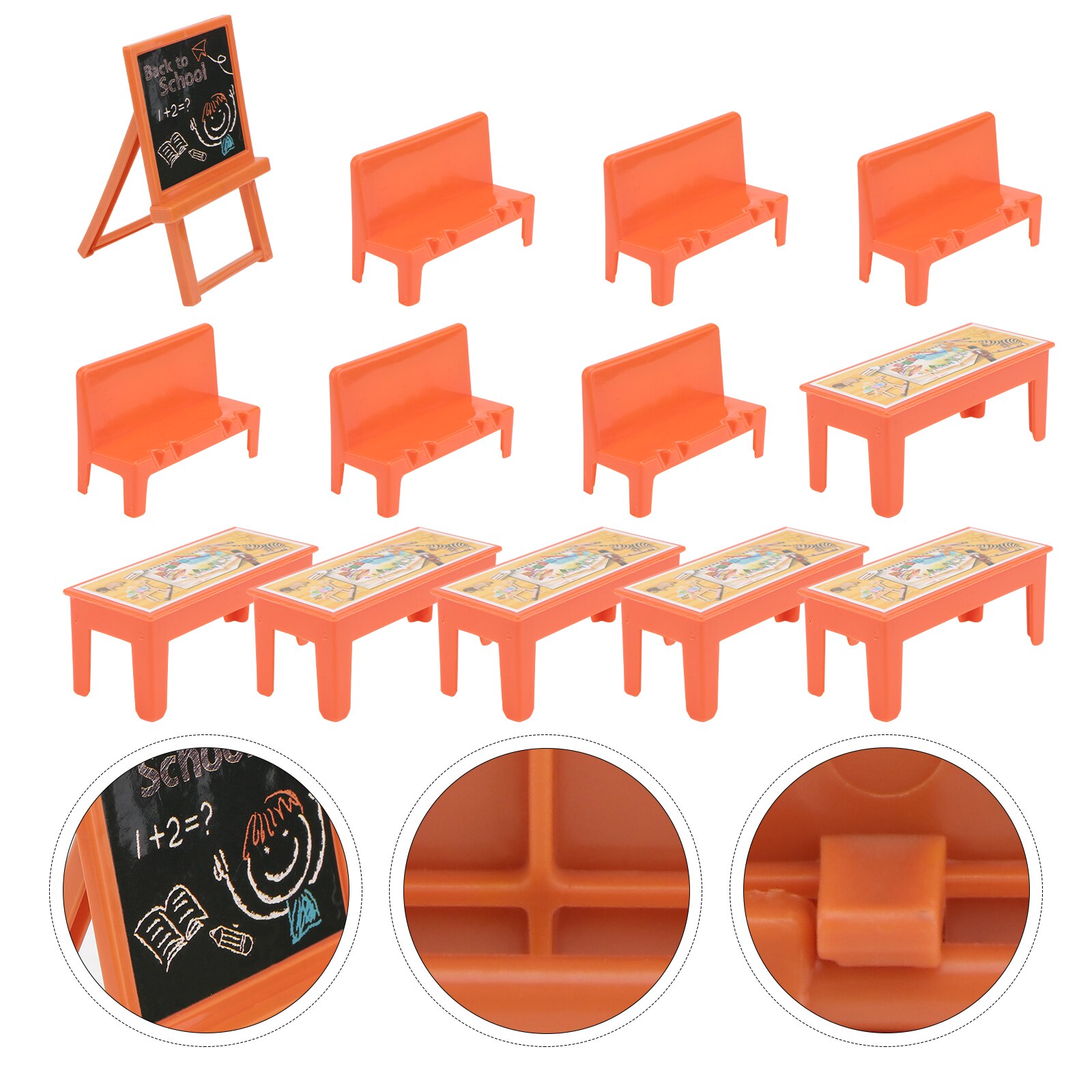 13pcs Wooden Mini Classroom Models Crafted Lifelike Blackboard Model Desk Chair Model